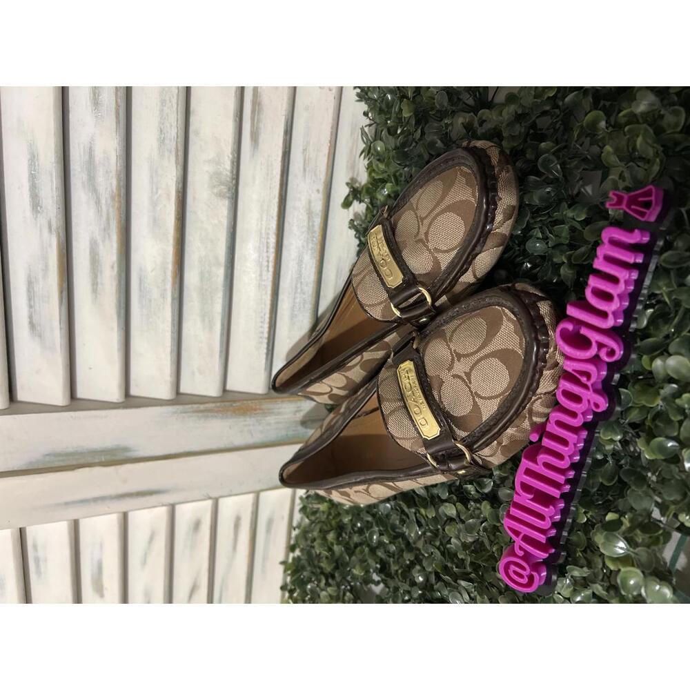 Coach Signature Brown Canvas and Leather Loafers 10